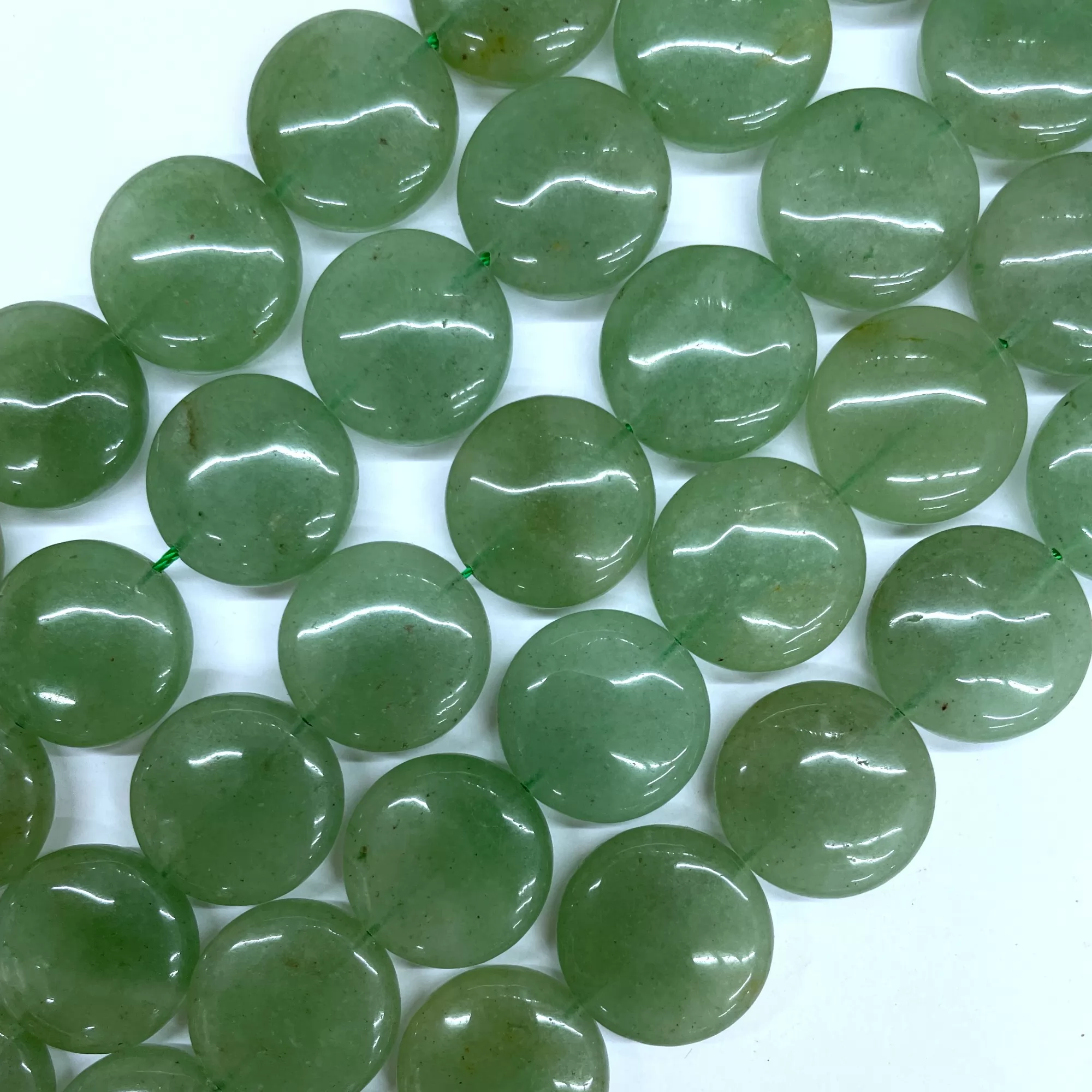 Green Aventurine, Coin 20mm, Approx 380mm