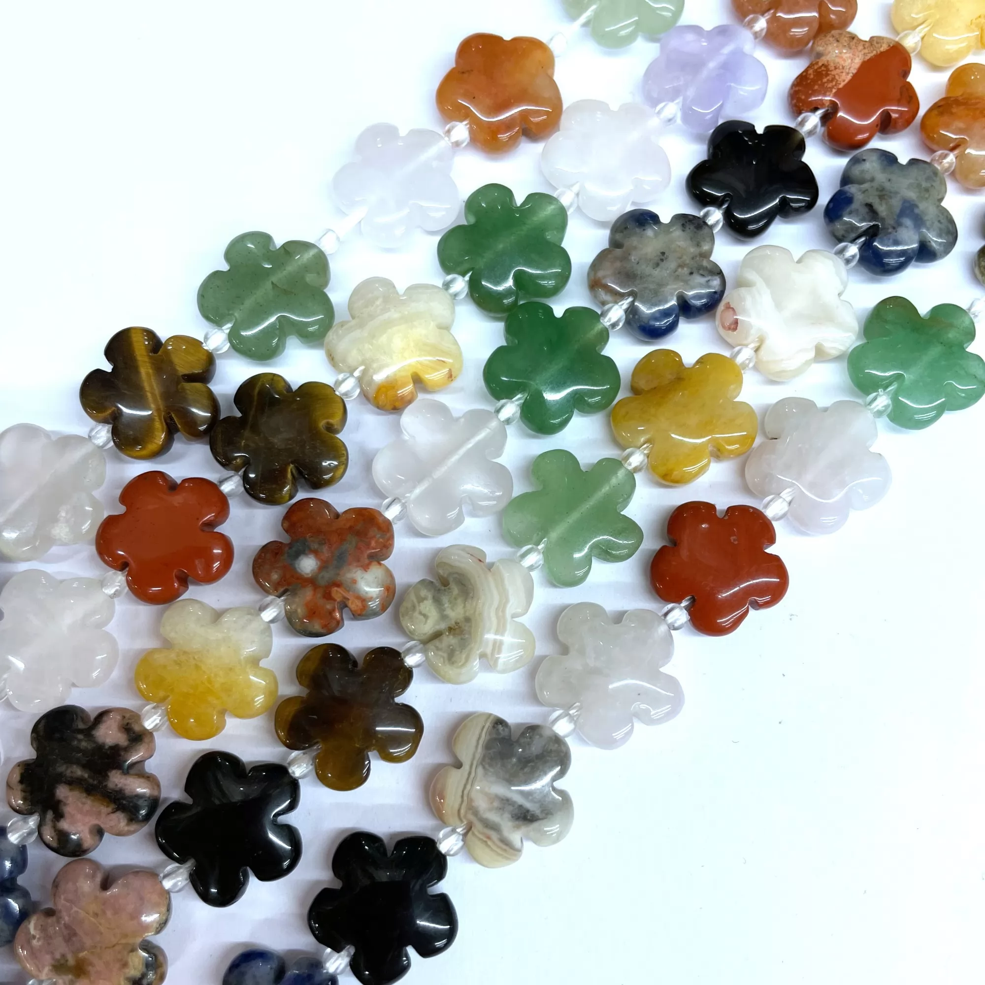 Mixed Stone, Flower, 15mm 20mm, Approx 380mm