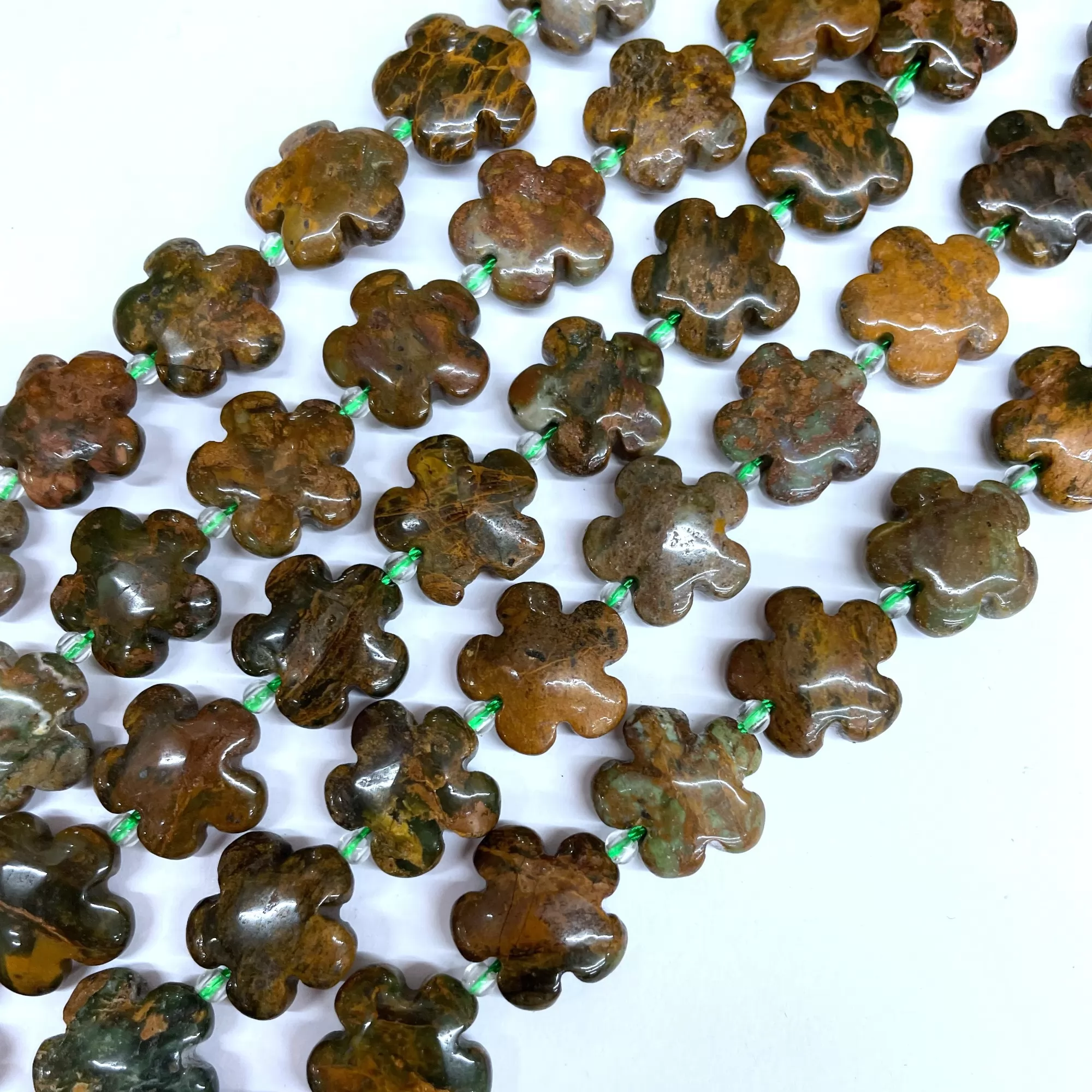 Green Opal, Flower, 15mm 20mm, Approx 380mm