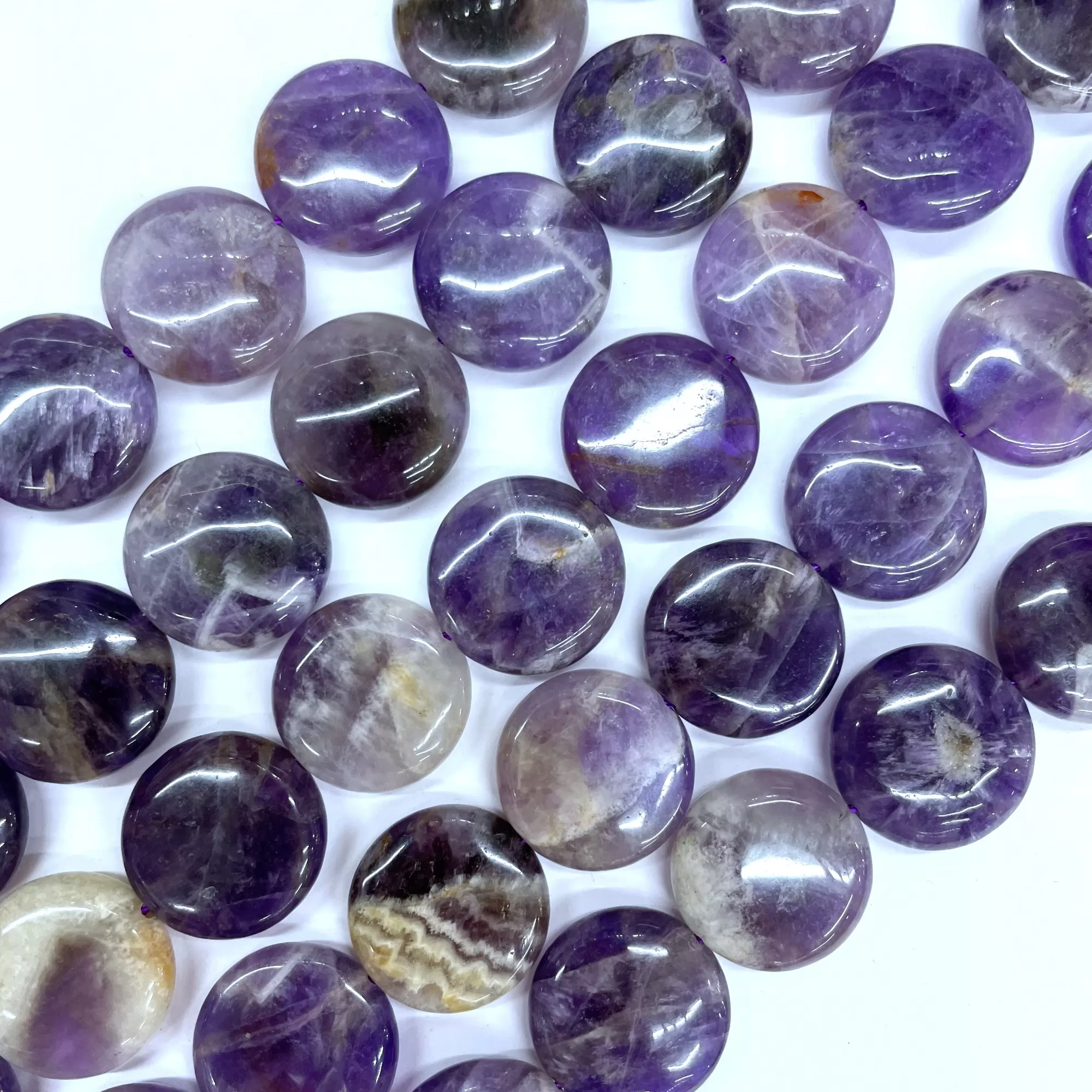 Amethyst, Coin 20mm, Approx 380mm