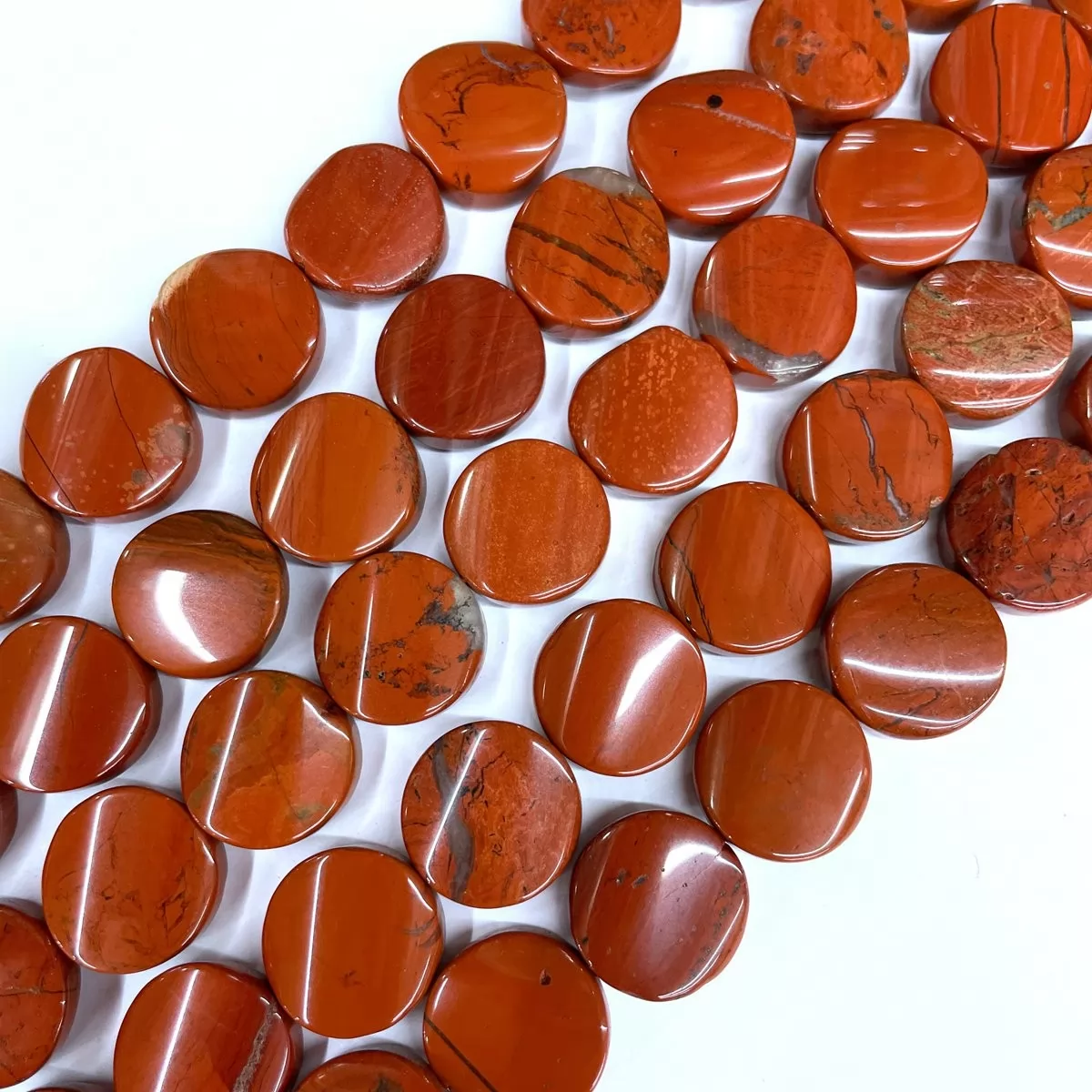 Red Jasper, Twisted Coin 20mm, Approx 380mm
