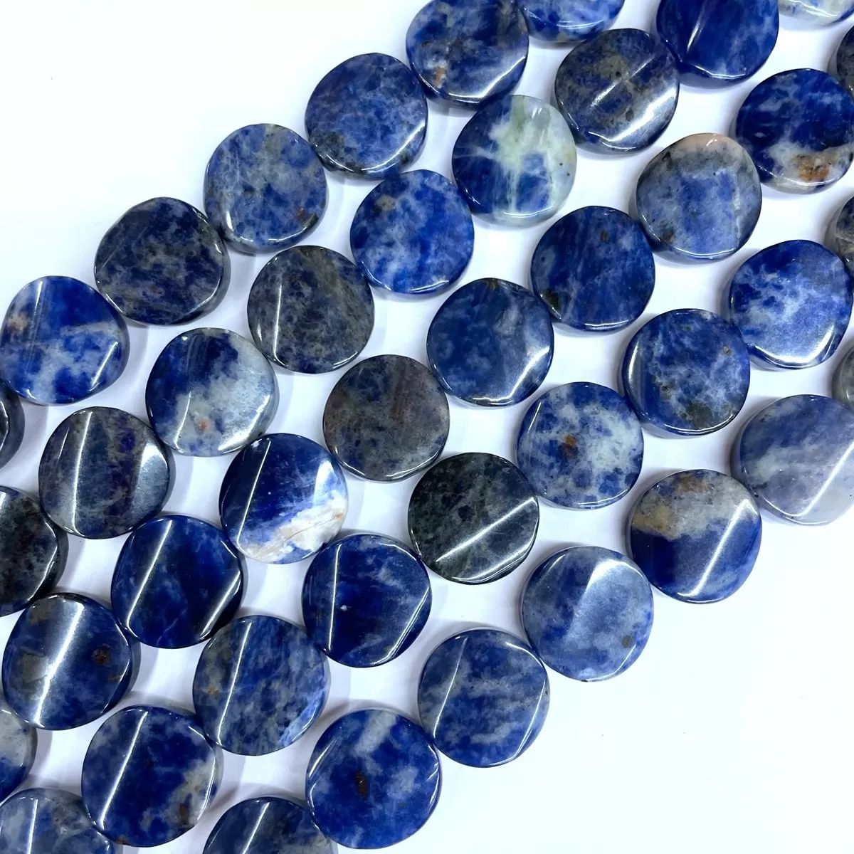 Sodalite, Twisted Coin 20mm, Approx 380mm