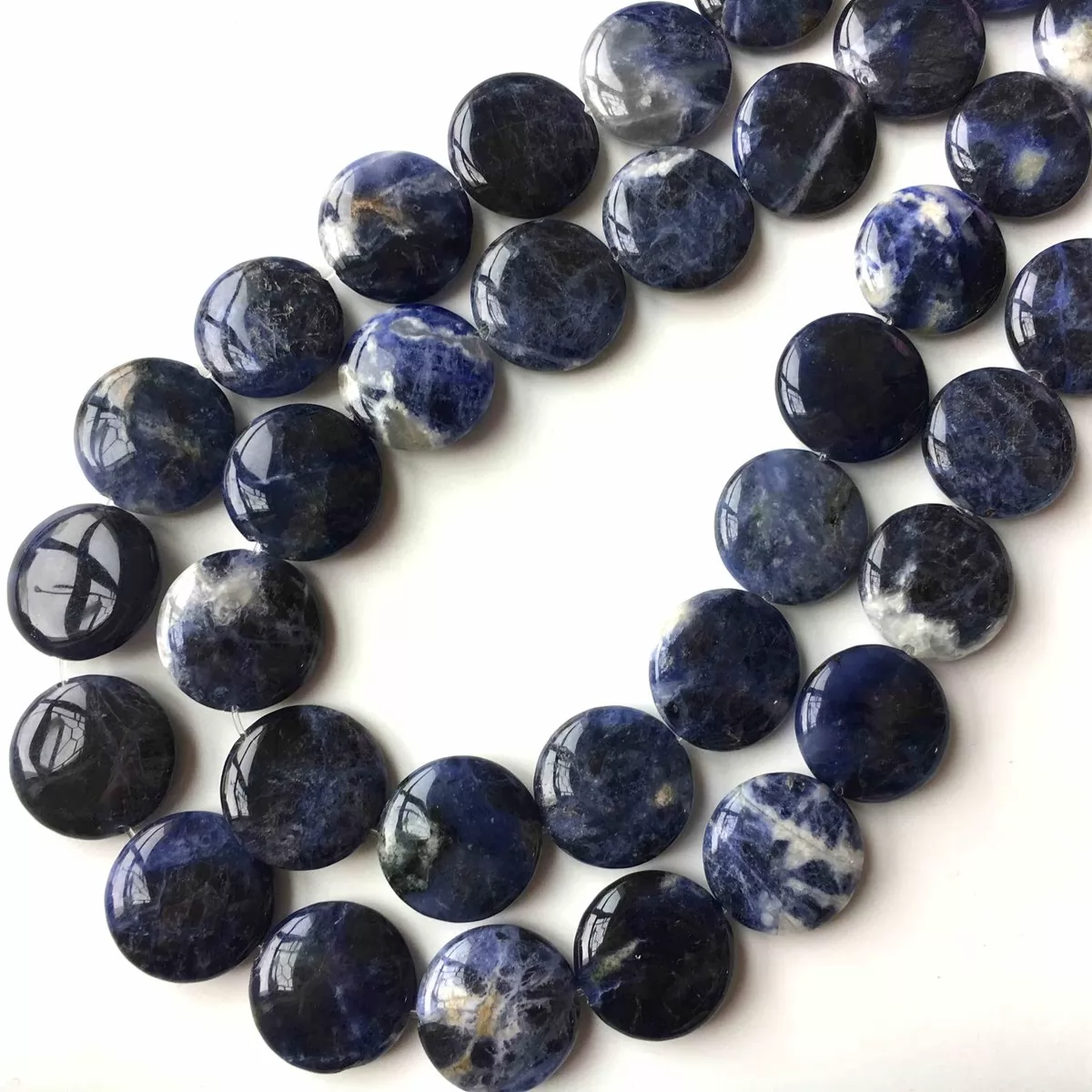 Sodalite, Puff Coin 20mm, Approx 380mm