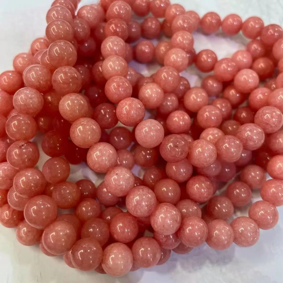 Opaque Rhodonite Color Jade, Plain Round, Approx 6mm-12mm, Approx 380mm