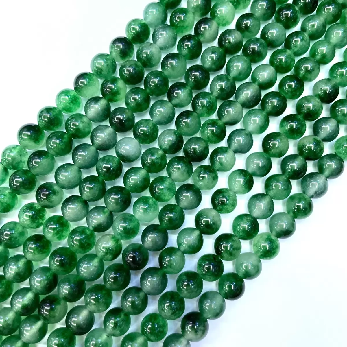 Green White Jade, Plain Round, Approx 6mm-12mm, Approx 380mm