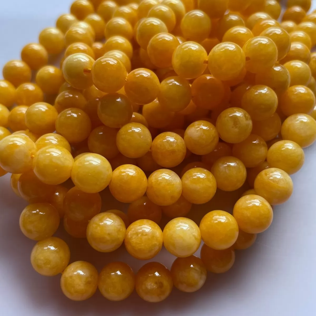 Beeswax Yellow Color Jade, Plain Round, Approx 6mm-12mm, Approx 380mm