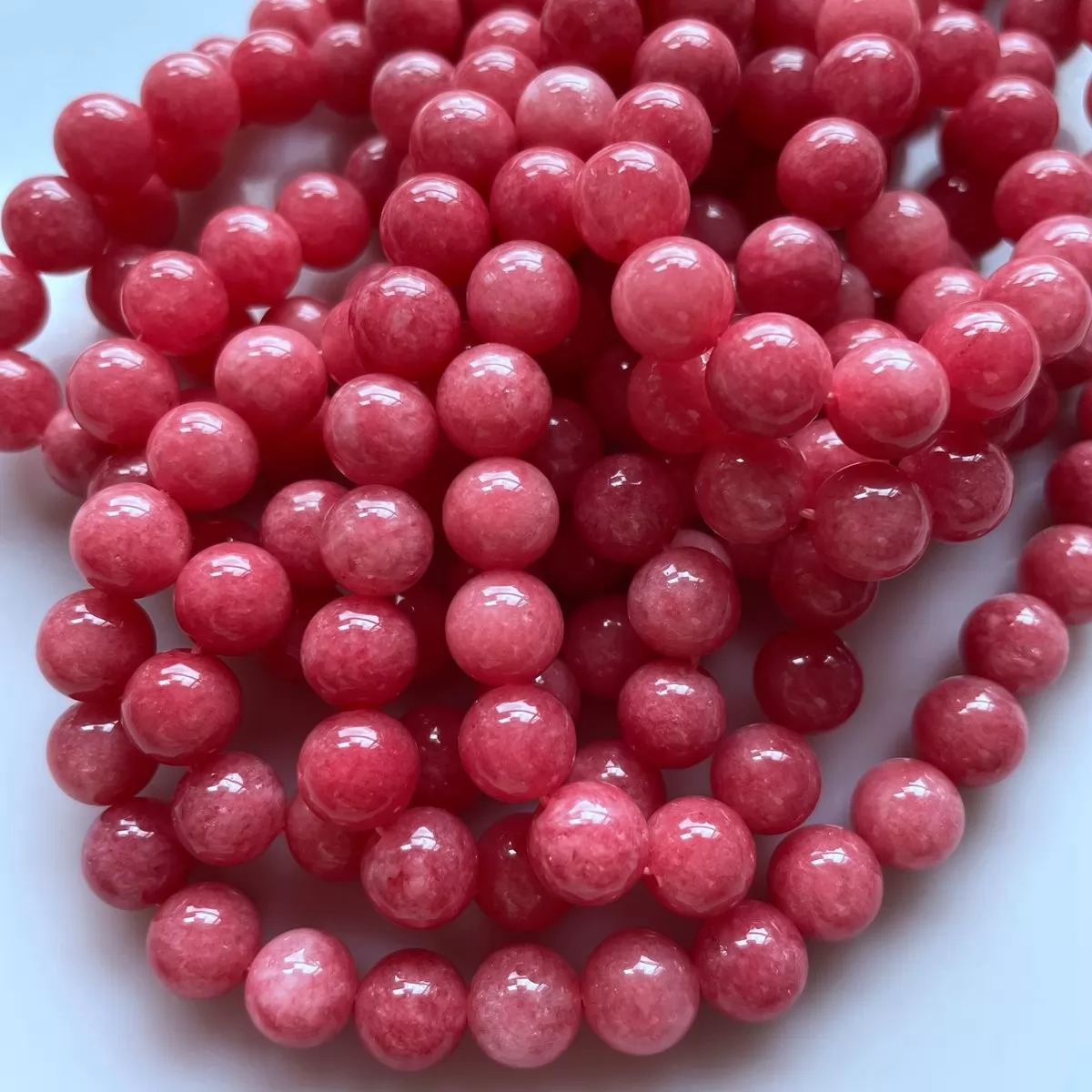 Opaque Red Color Jade, Plain Round, Approx 6mm-12mm, Approx 380mm