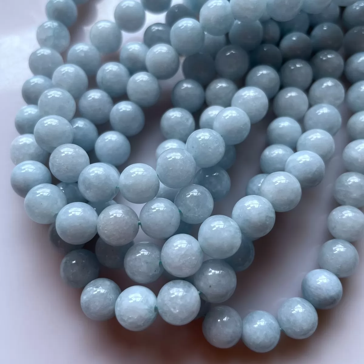 Light Aqumarine Color Jade, Plain Round, Approx 6mm-12mm, Approx 380mm