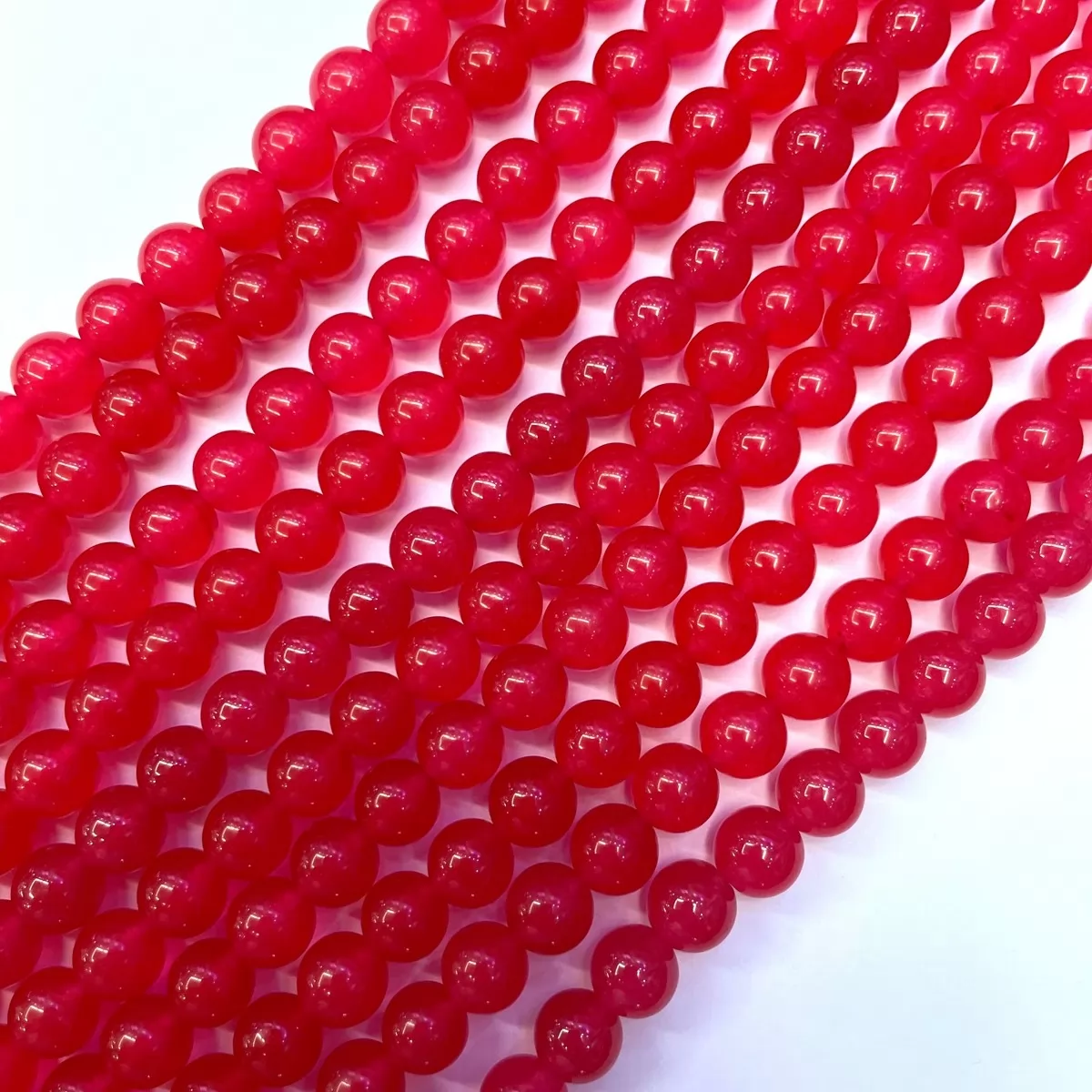 Rose Red Color Jade, Plain Round, Approx 4mm-12mm, Approx 380mm