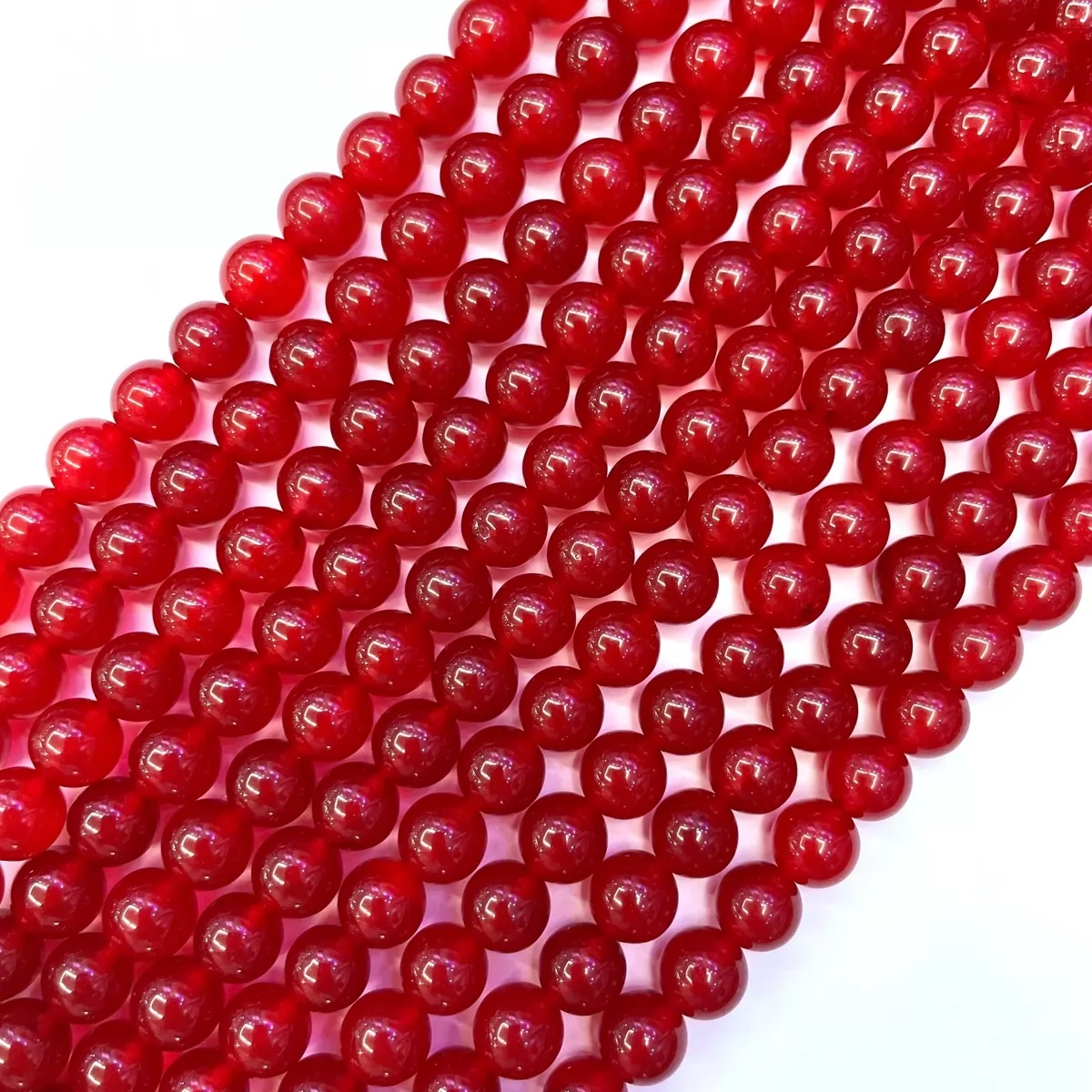 Red Color Jade, Plain Round, Approx 4mm-12mm, Approx 380mm