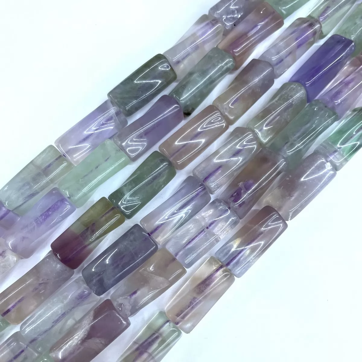 Fluorite, Twisted Tube 9x20mm, Approx 380mm