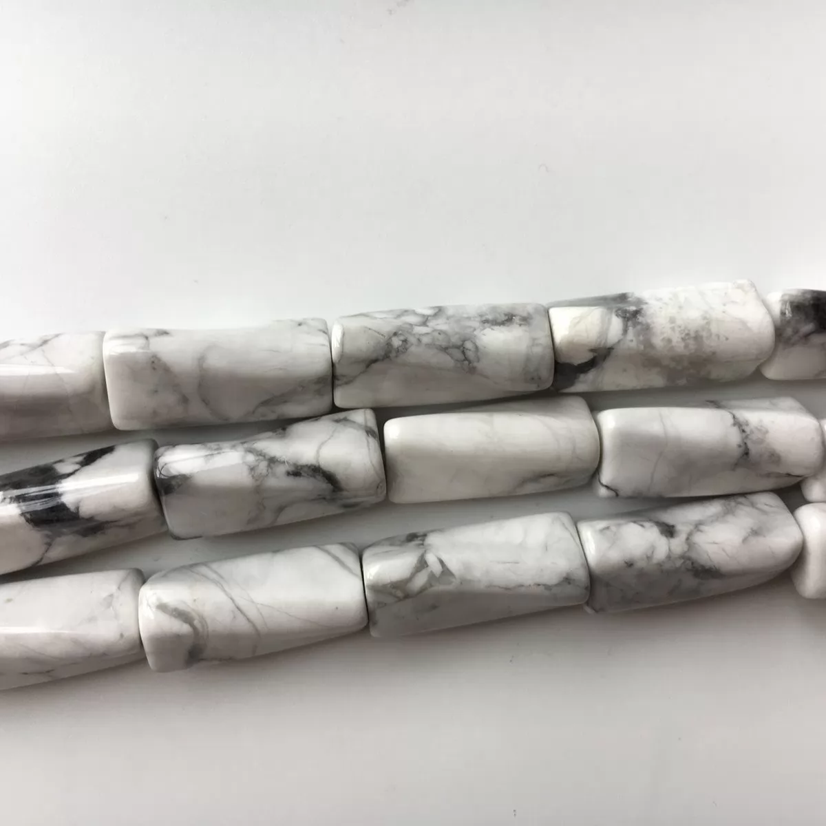 White Howlite, Twisted Tube 9x20mm, Approx 380mm