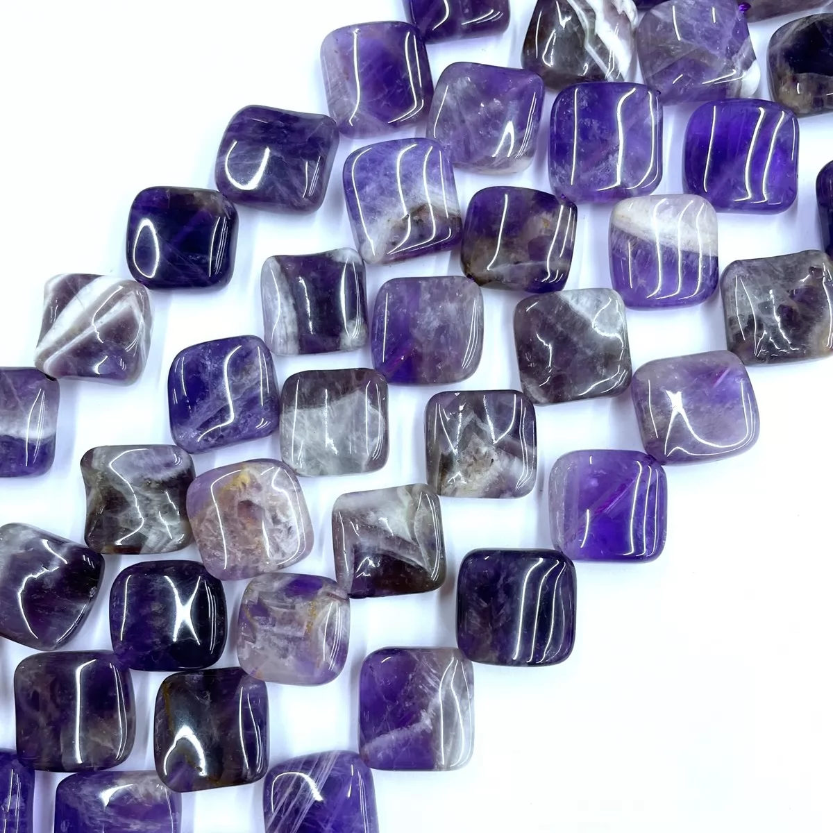 Amethyst, Twisted Rhombus Square, 15mm, Approx 380mm