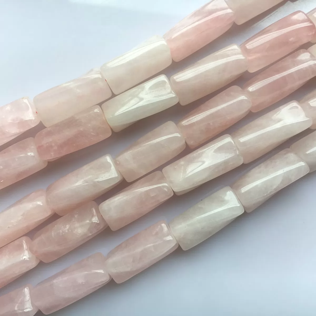 Rose Quartz, Twisted Tube 9x20mm, Approx 380mm