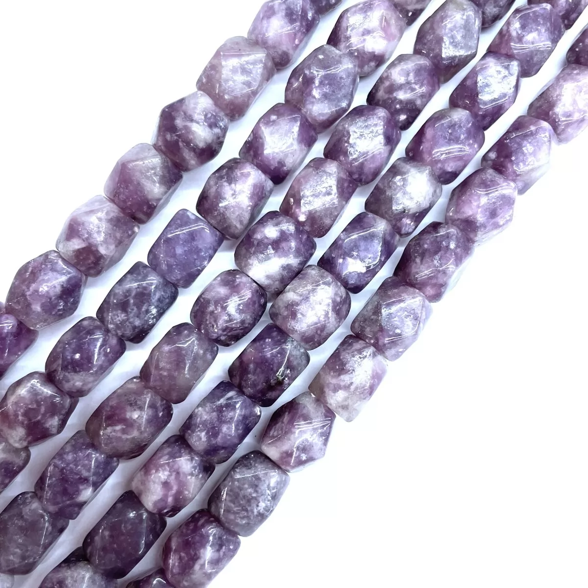 Lepidolite, Faceted Nuggets, 9x11mm, Approx 380mm