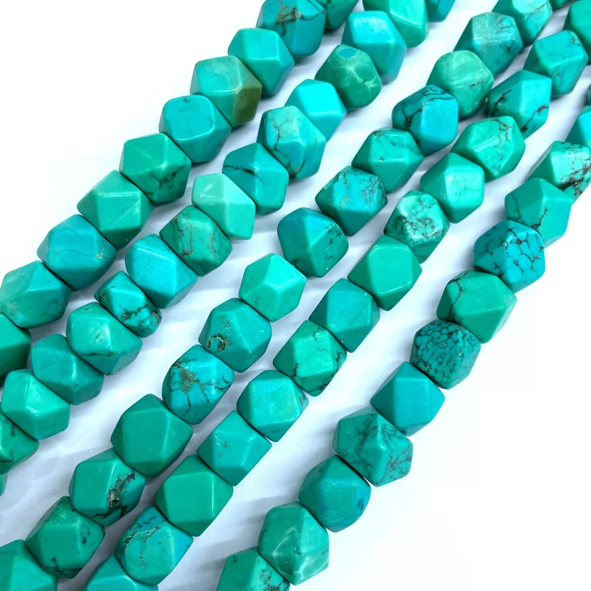 Turquoise, Faceted Nuggets, 9x11mm, Approx 380mm