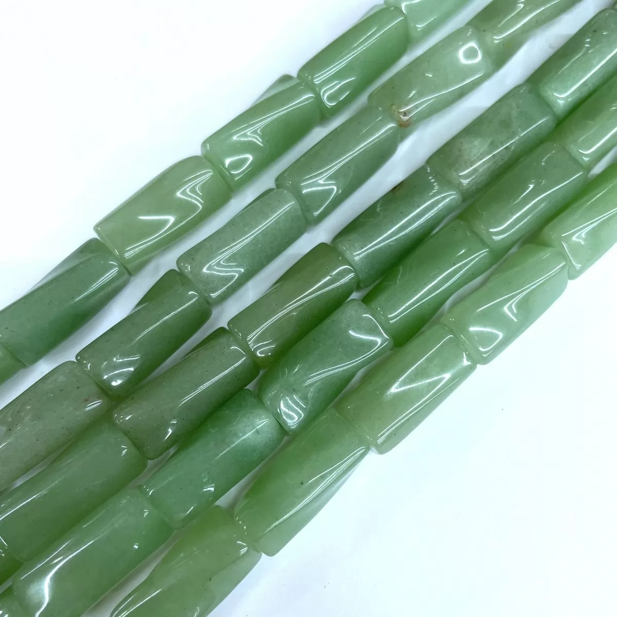 Green Aventurine, Twisted Tube 9x20mm, Approx 380mm