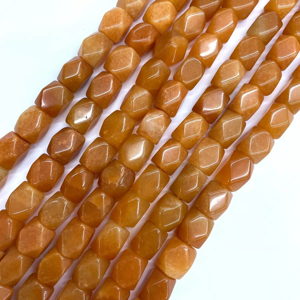 Orange Aventurine, Faceted Nuggets, 9x11mm, Approx 380mm