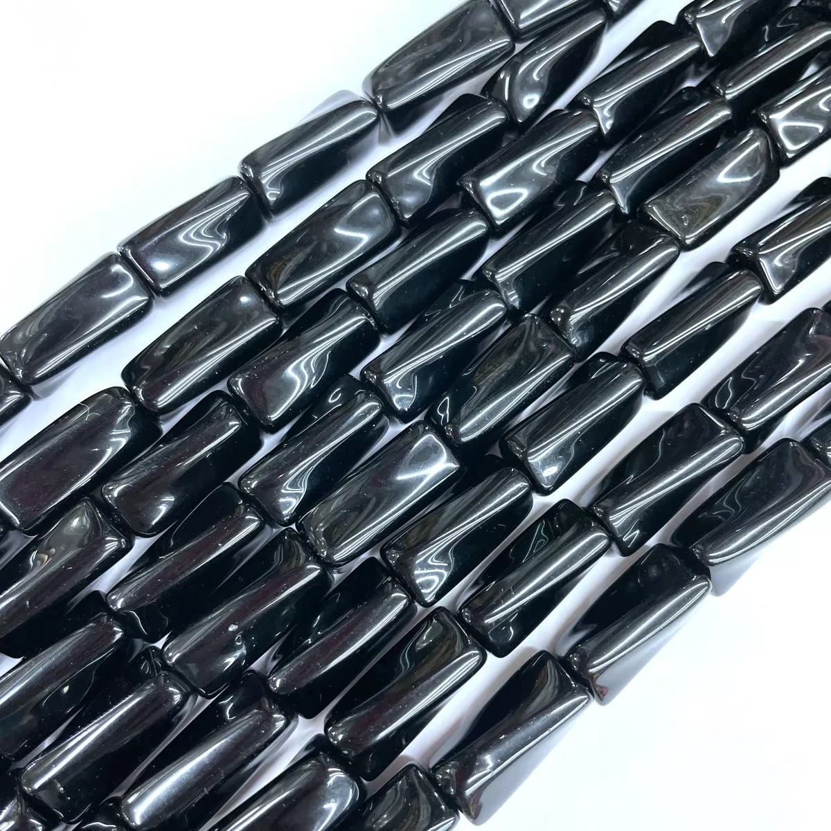 Black Stone, Twisted Tube 9x20mm, Approx 380mm