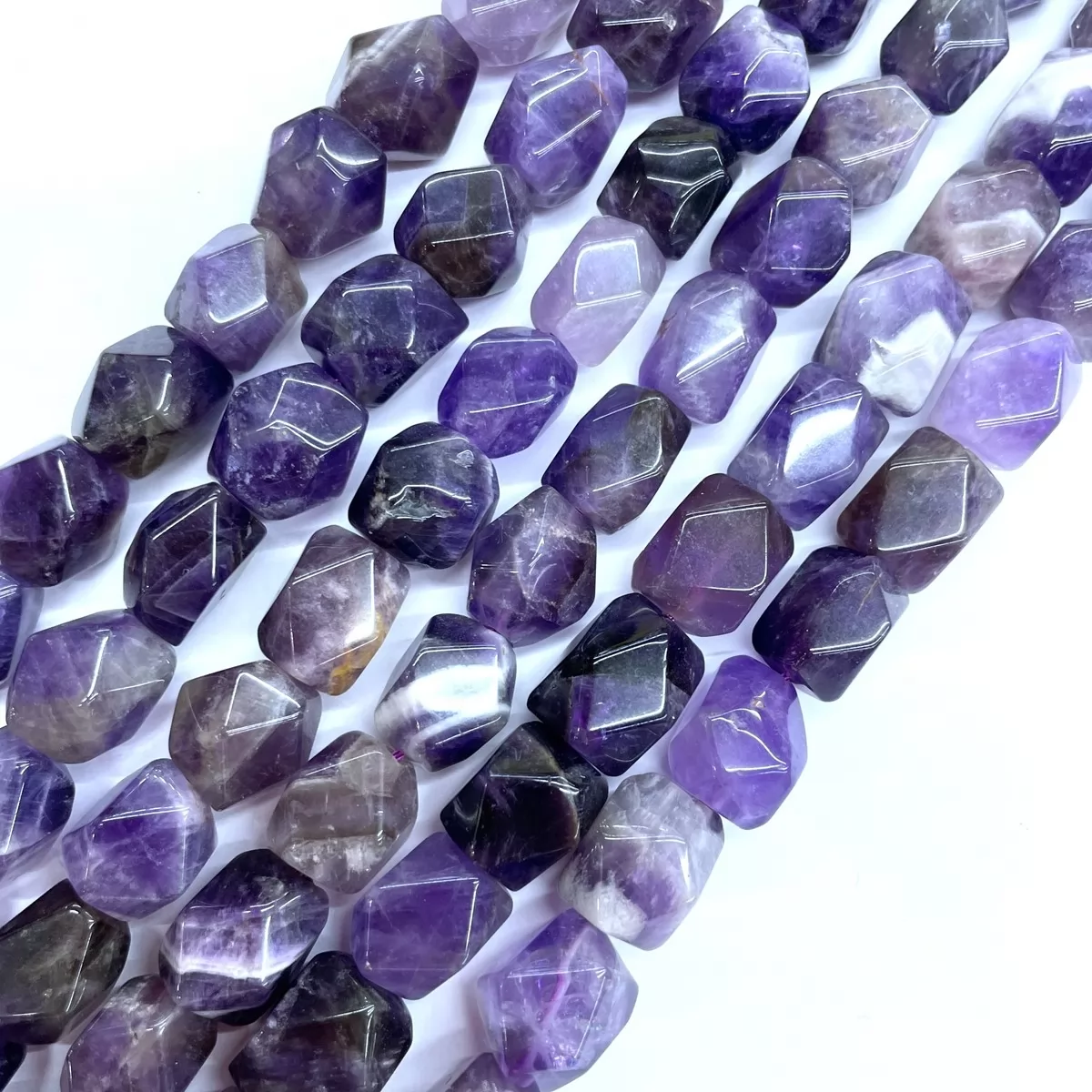 Amethyst, Faceted Nuggets, 9x11mm, Approx 380mm