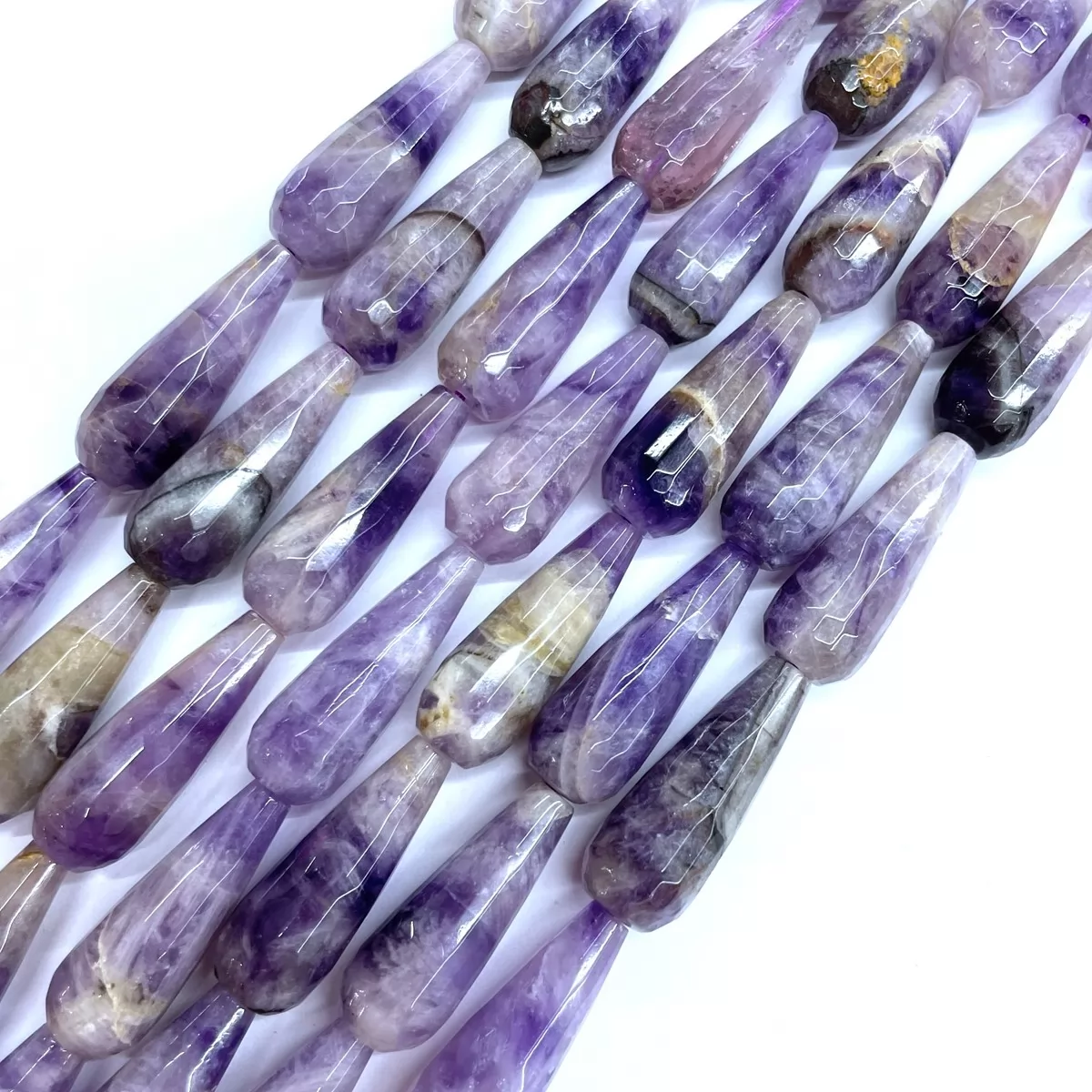 Amethyst, Faceted Drop, 10x30mm, Approx 380mm