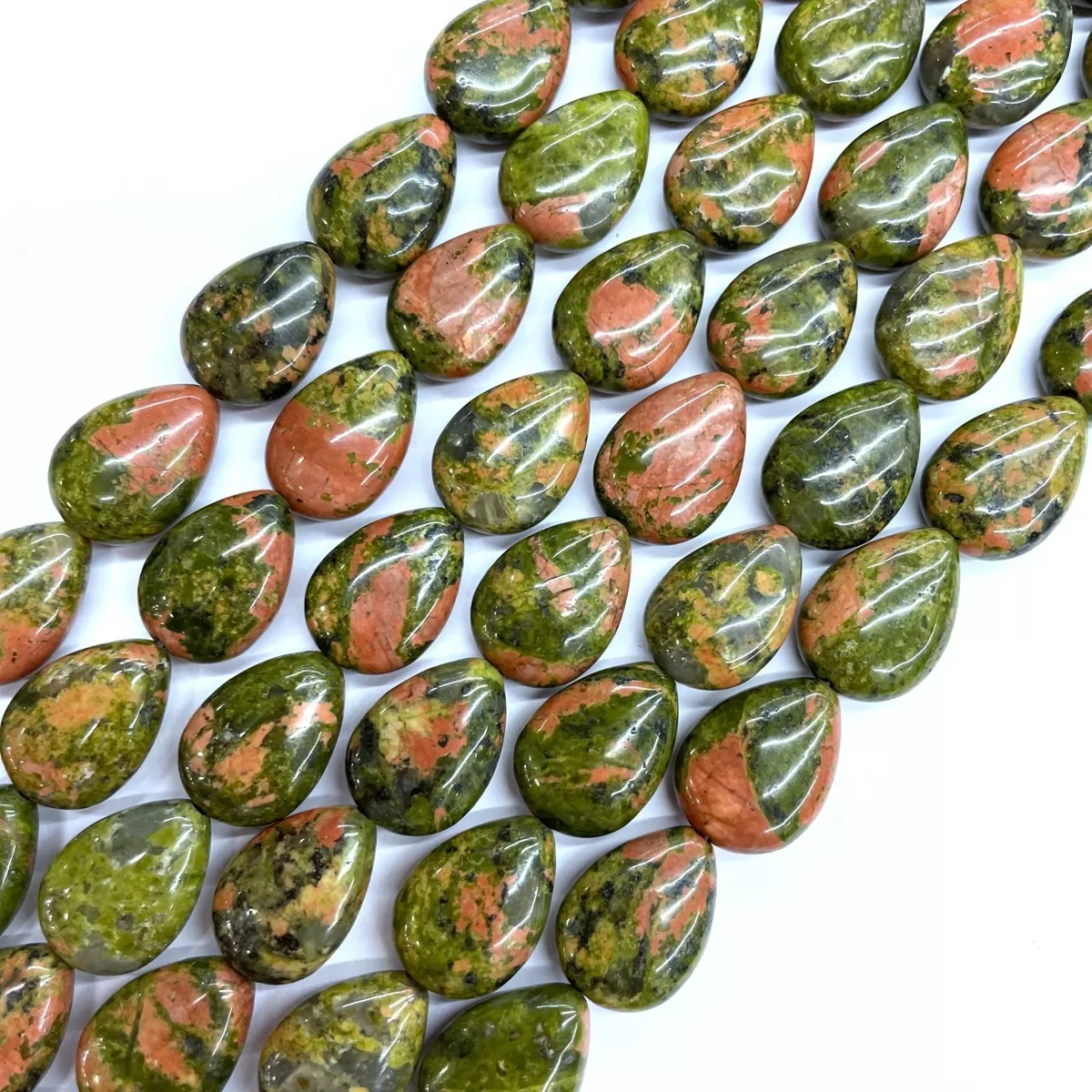 Unakite, Puff Drop, 13x18mm, Approx 380mm