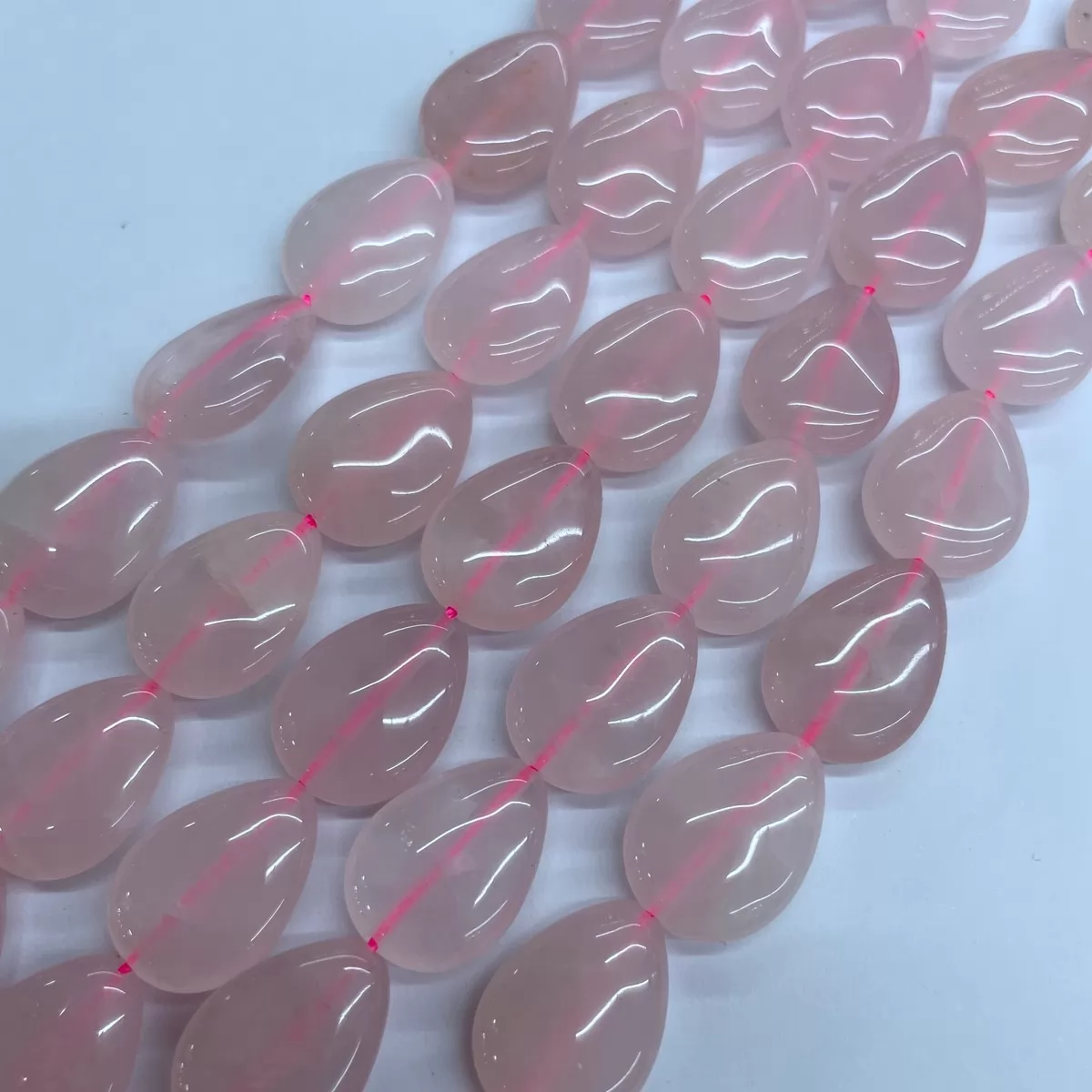 Rose Quartz, Puff Drop, 13x18mm, Approx 380mm