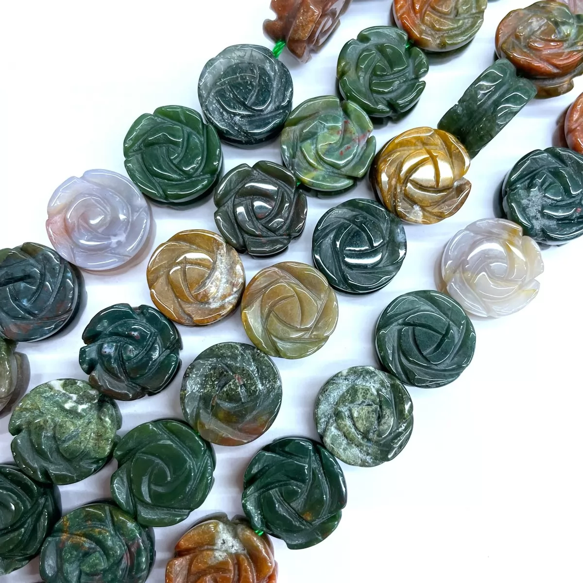 Fancy Jasper, Carved Flower, 14mm, Approx 380mm