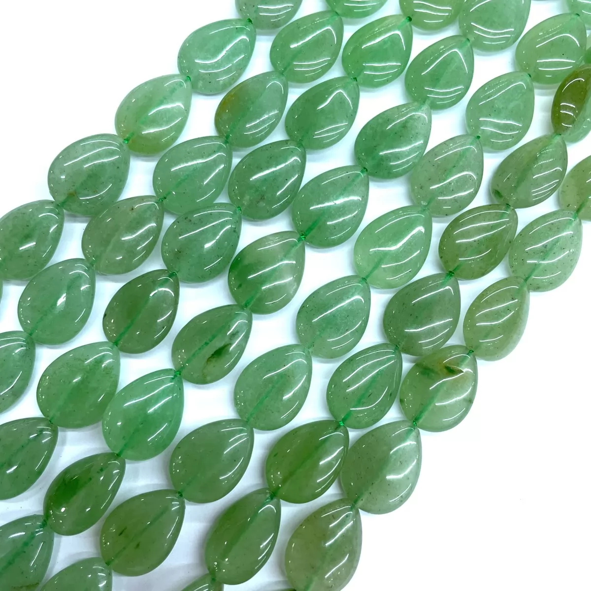 Green Aventurine, Puff Drop, 13x18mm, Approx 380mm