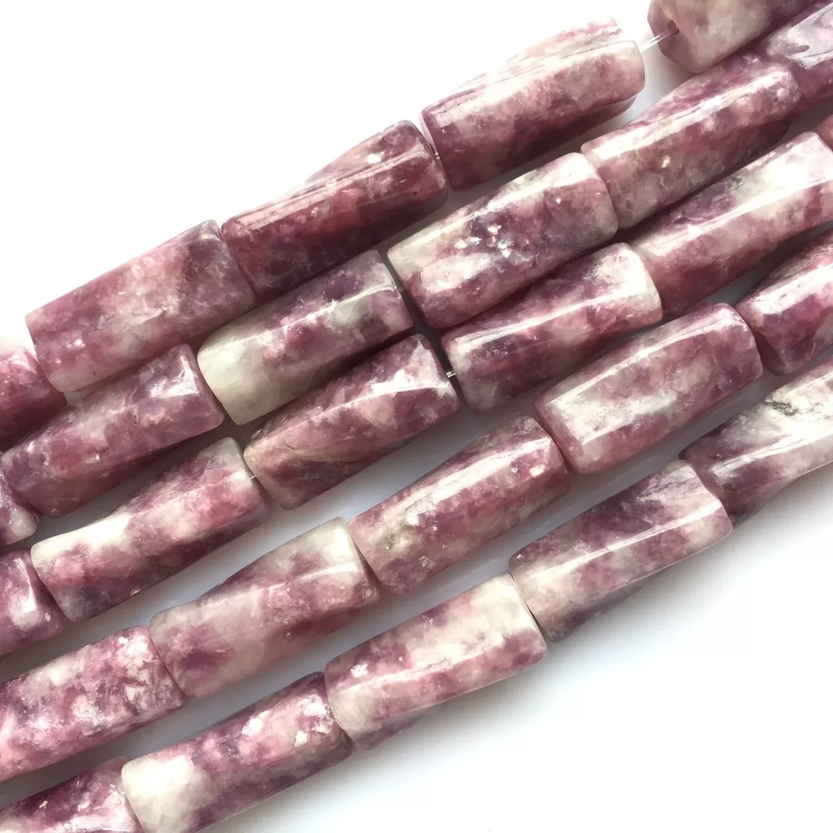 Lepidolite, Twisted Tube 9x20mm, Approx 380mm