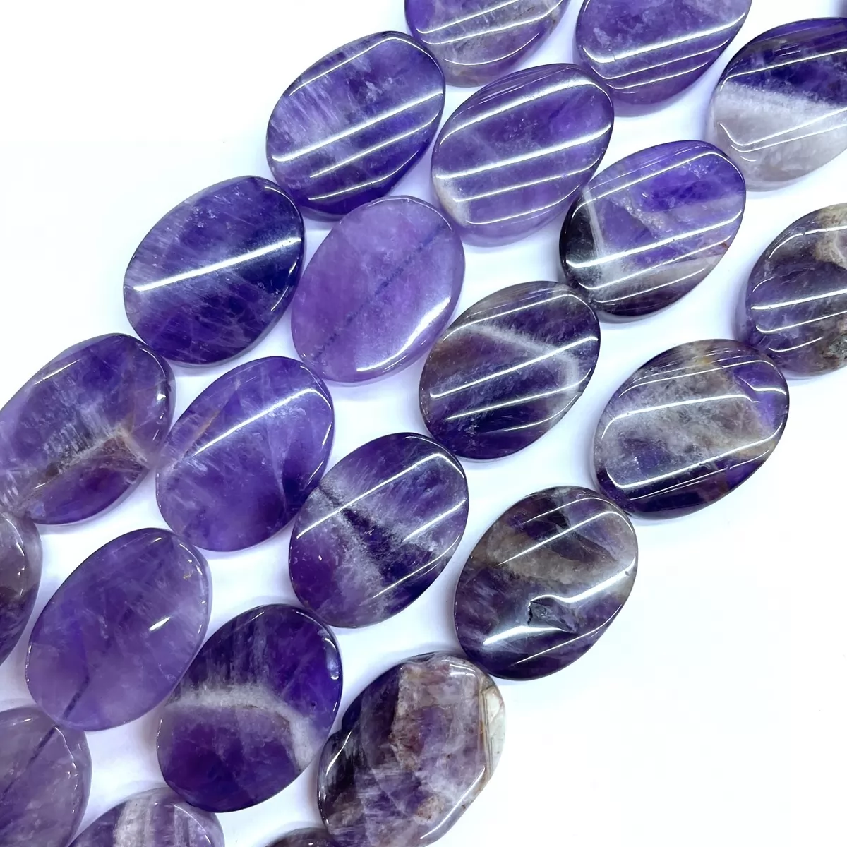 Amethyst, Twisted Oval, 18x25mm, Approx 380mm