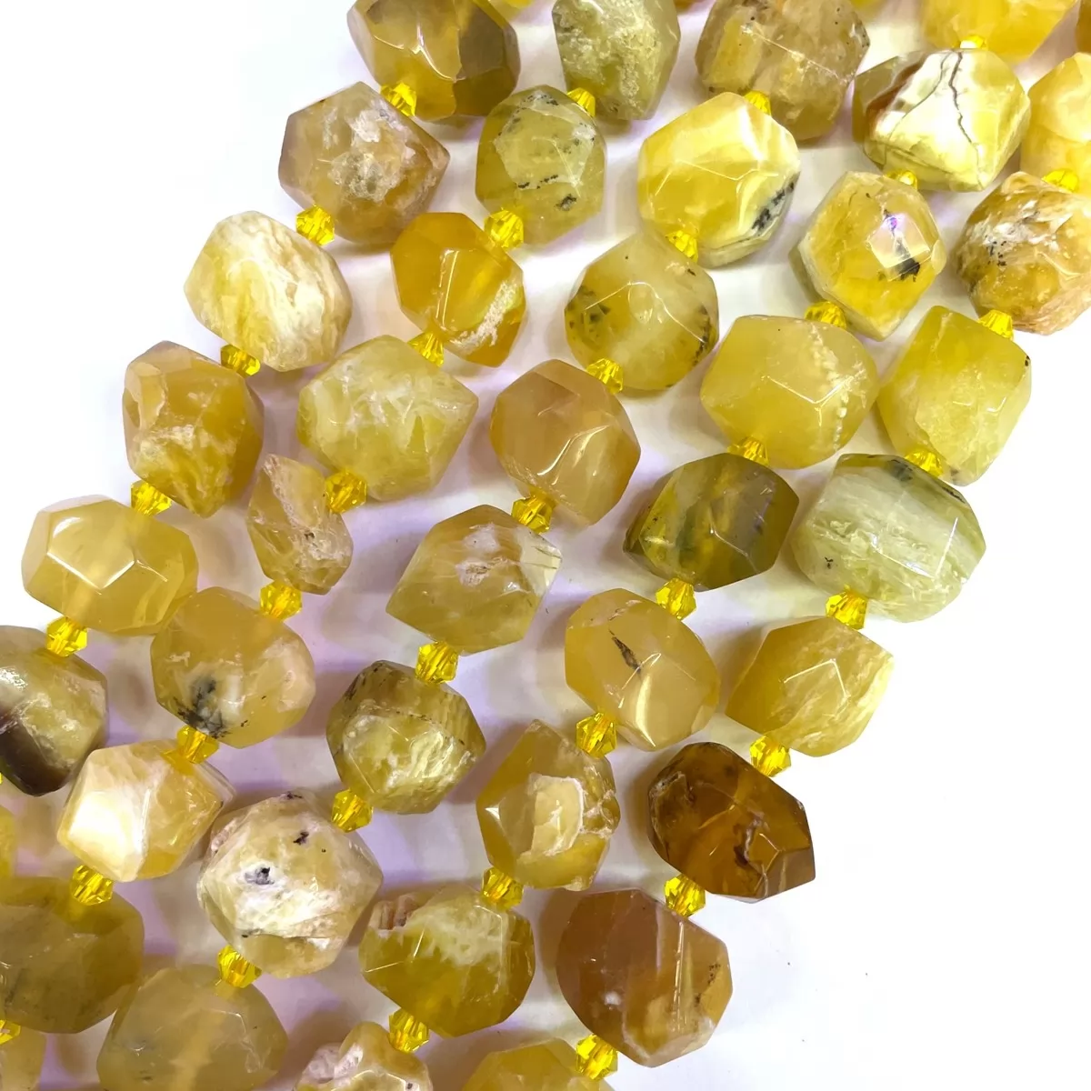 Yellow Opal, Side Drilled Faceted Nuggets, 15x18mm, Approx 380mm