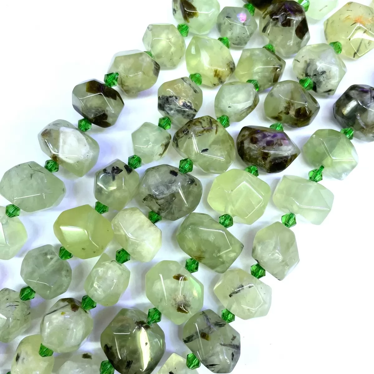 Prehnite, Side Drilled Faceted Nuggets, 15x18mm, Approx 380mm