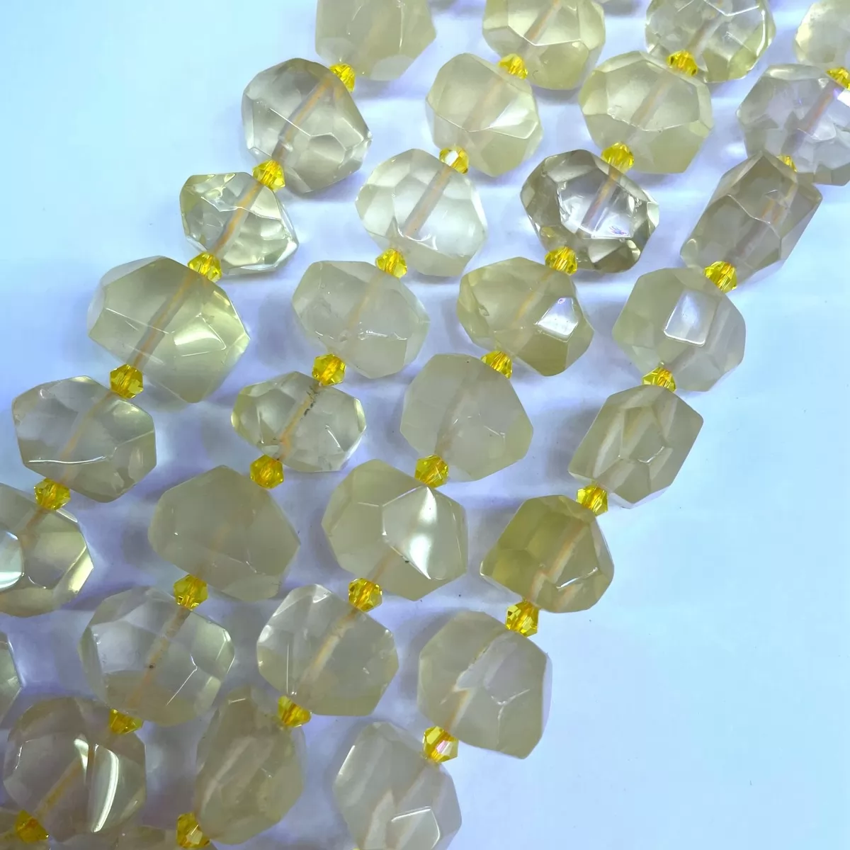 Lemon Quartz, Side Drilled Faceted Nuggets, 15x18mm, Approx 380mm