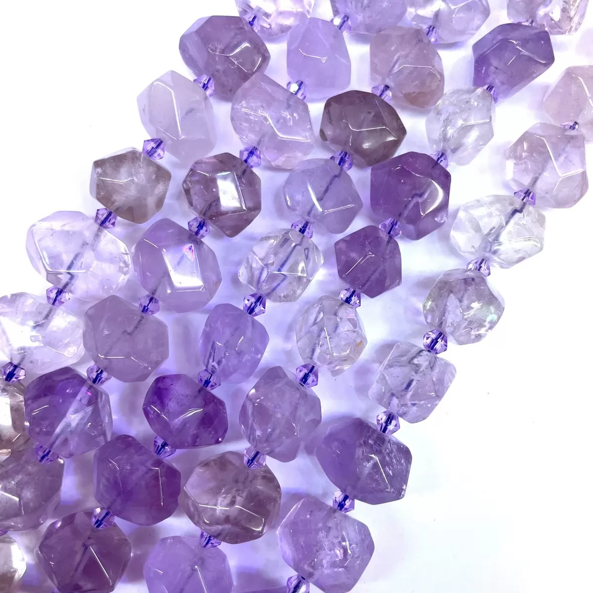 Amethyst, Side Drilled Faceted Nuggets, 15x18mm, Approx 380mm