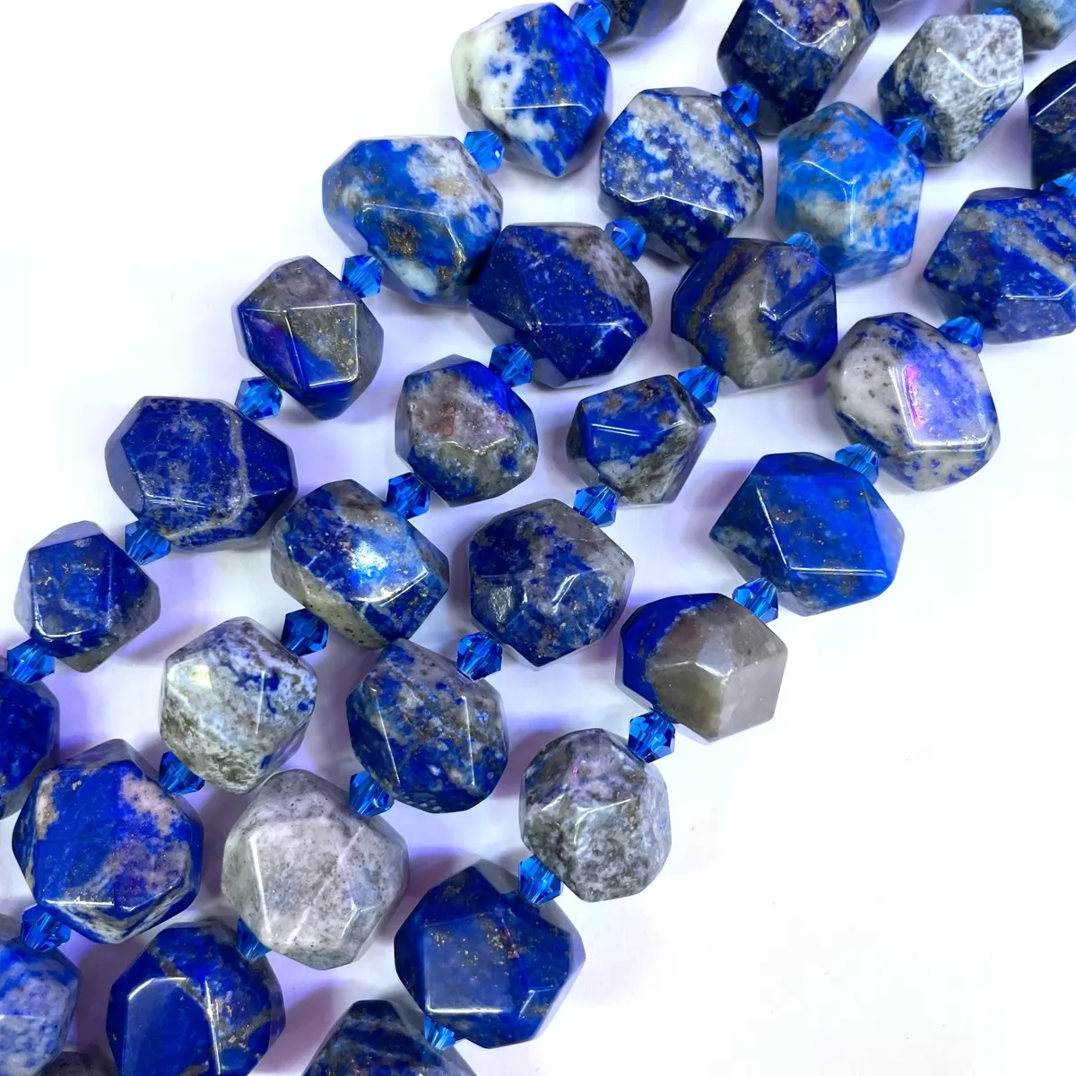 Lapis Lazuli, Side Drilled Faceted Nuggets, 15x18mm, Approx 380mm