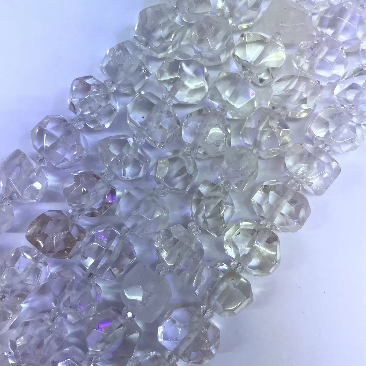 Crystal Quartz, Side Drilled Faceted Nuggets, 15x18mm, Approx 380mm