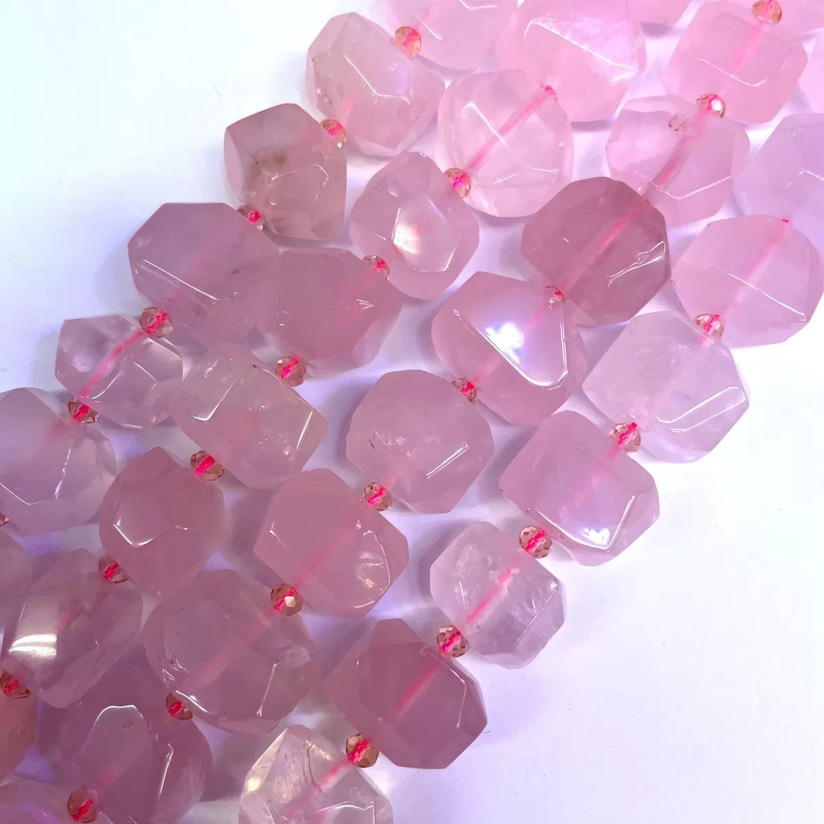 Rose Quartz, Side Drilled Faceted Nuggets, 15x18mm, Approx 380mm