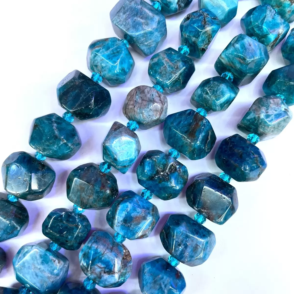 Apatite, Side Drilled Faceted Nuggets, 15x18mm, Approx 380mm