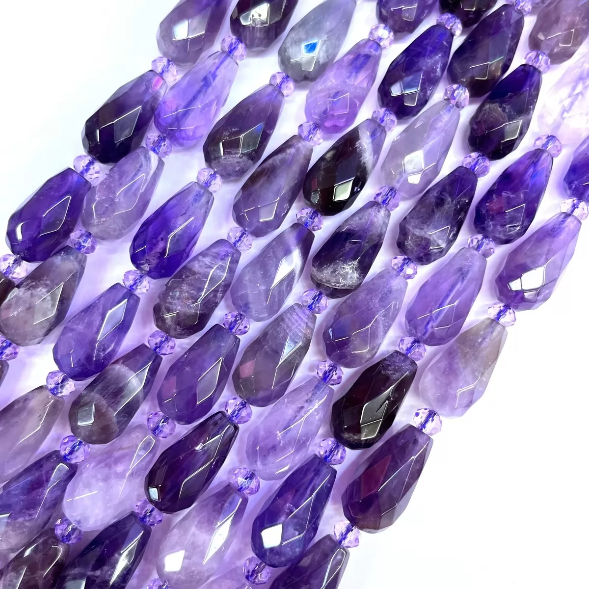 Chevon Amethyst, Faceted Teardrop, 8x16mm, Approx 380mm