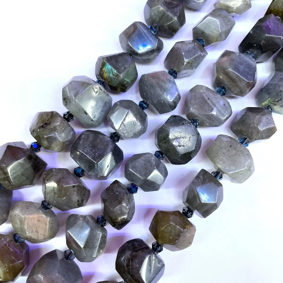 Black Labradorite, Side Drilled Faceted Nuggets, 15x18mm, Approx 380mm