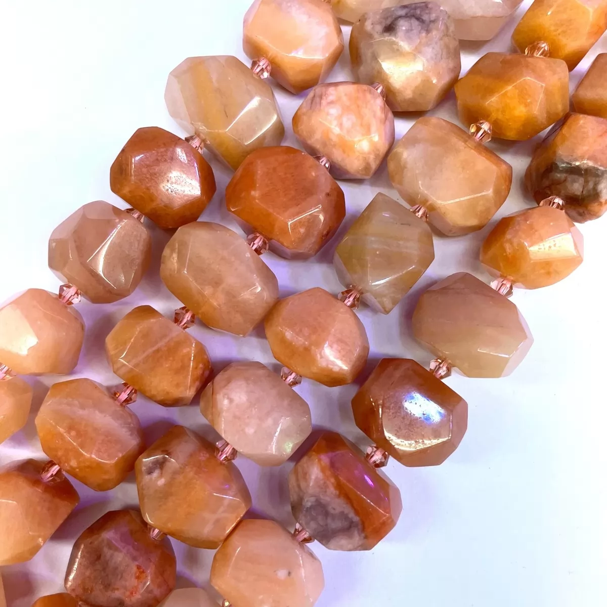 Pink Aventurine, Side Drilled Faceted Nuggets, 15x18mm, Approx 380mm