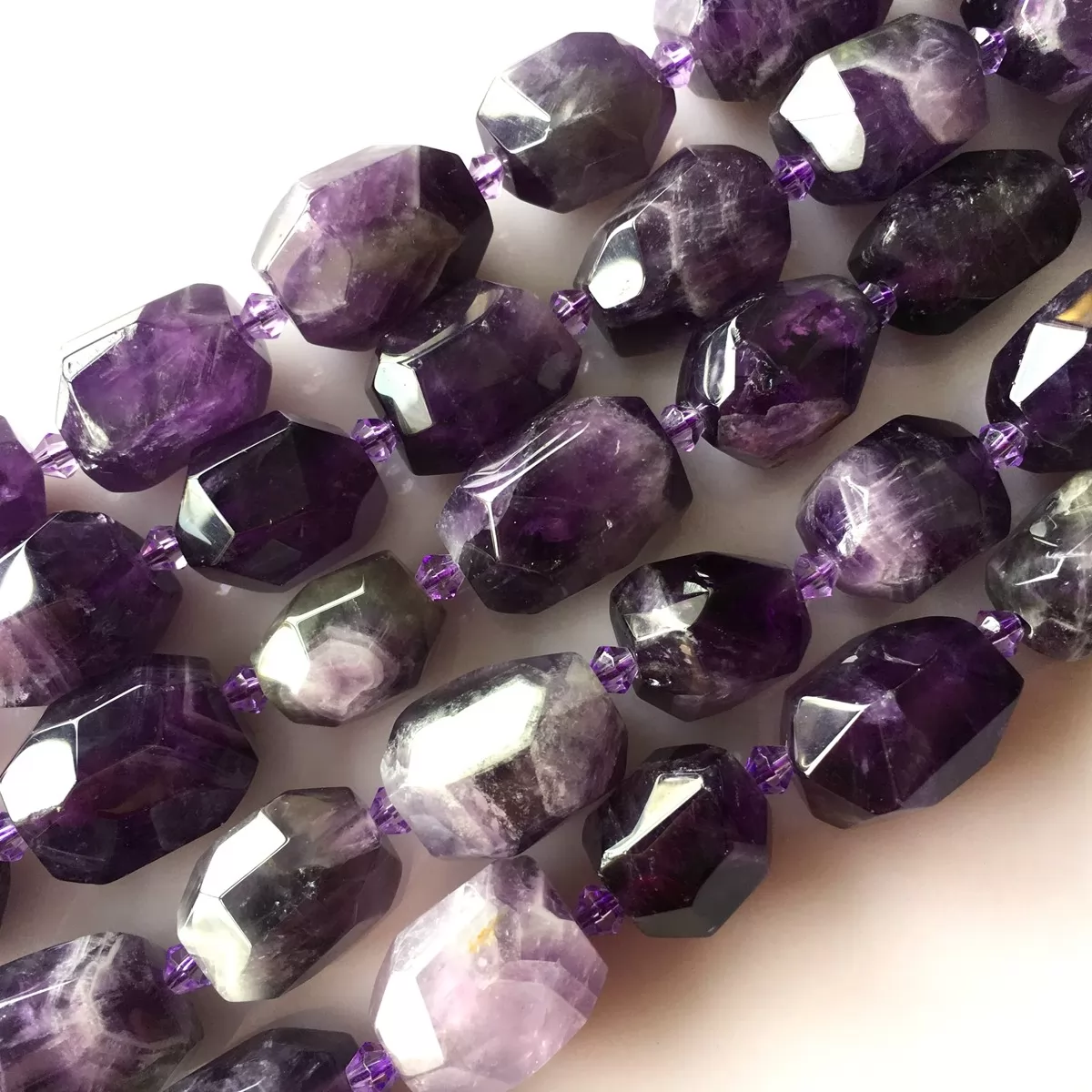 Chevon Amethyst, Hard Faceted Nuggets, Approx 15-22mm, Approx 380mm