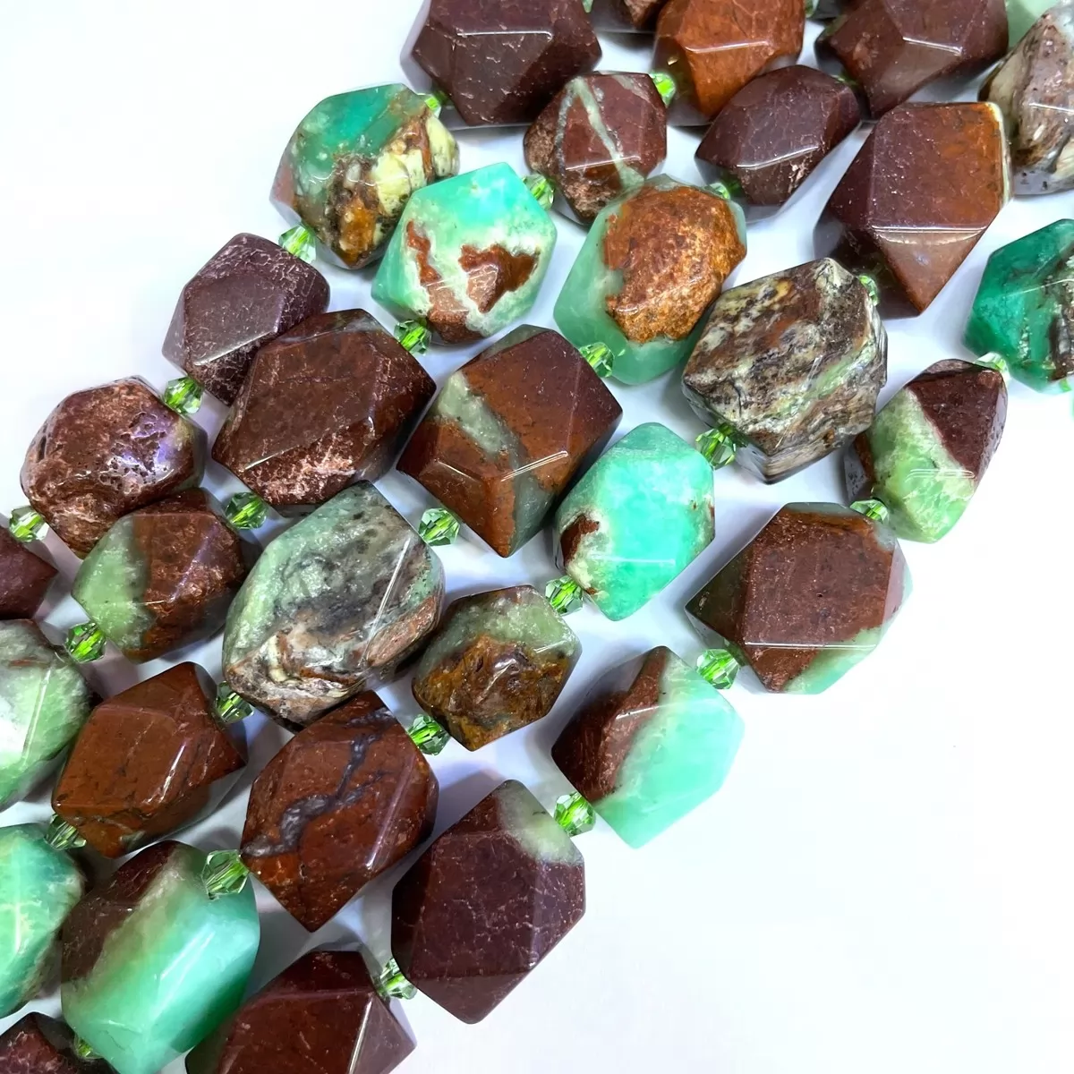 Australian Chrysoprase, Hard Faceted Nuggets, Approx 15-22mm, Approx 380mm