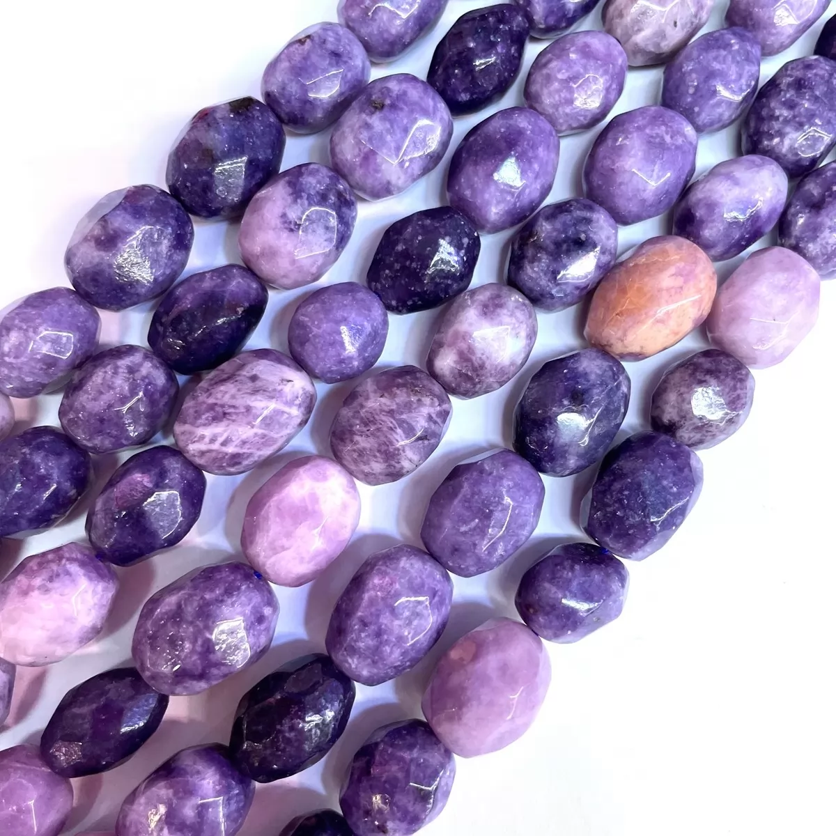 Lepidolite, Soft Faceted Nuggets, Approx 12-18mm, Approx 380mm
