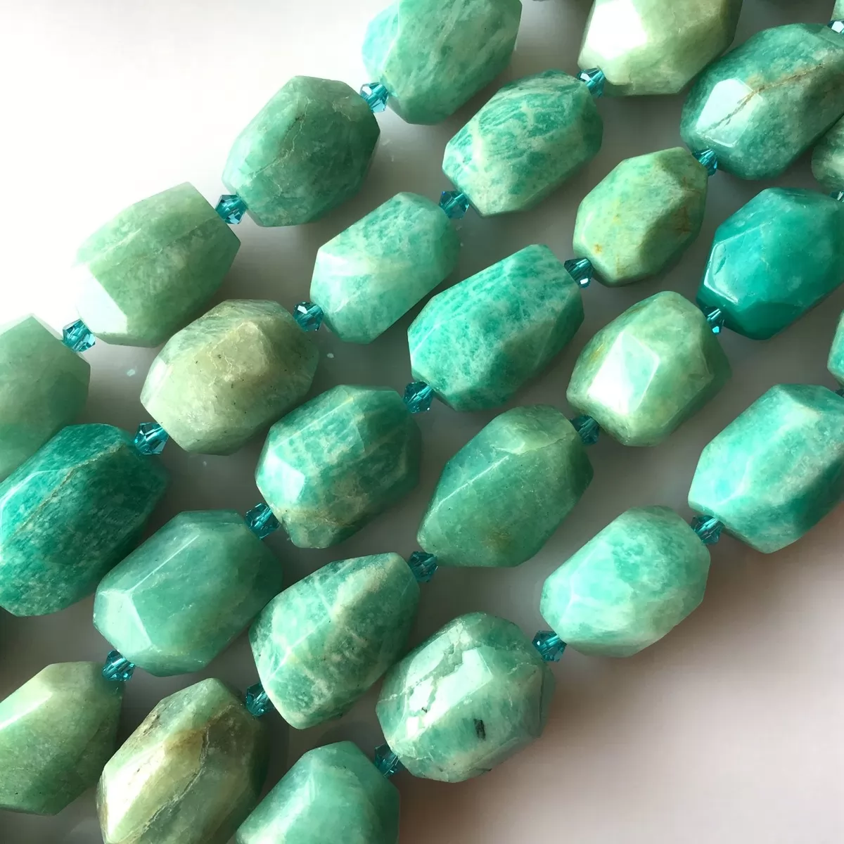 African Amazonite, Hard Faceted Nuggets, Approx 15-22mm, Approx 380mm