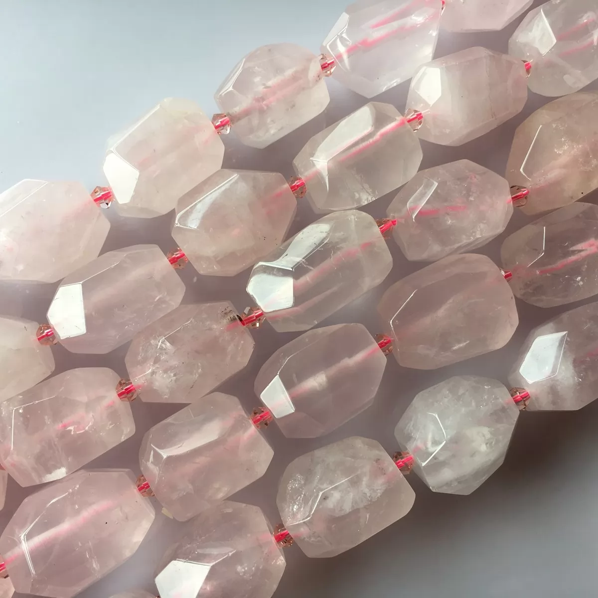 Rose Quartz, Hard Faceted Nuggets, Approx 15-22mm, Approx 380mm