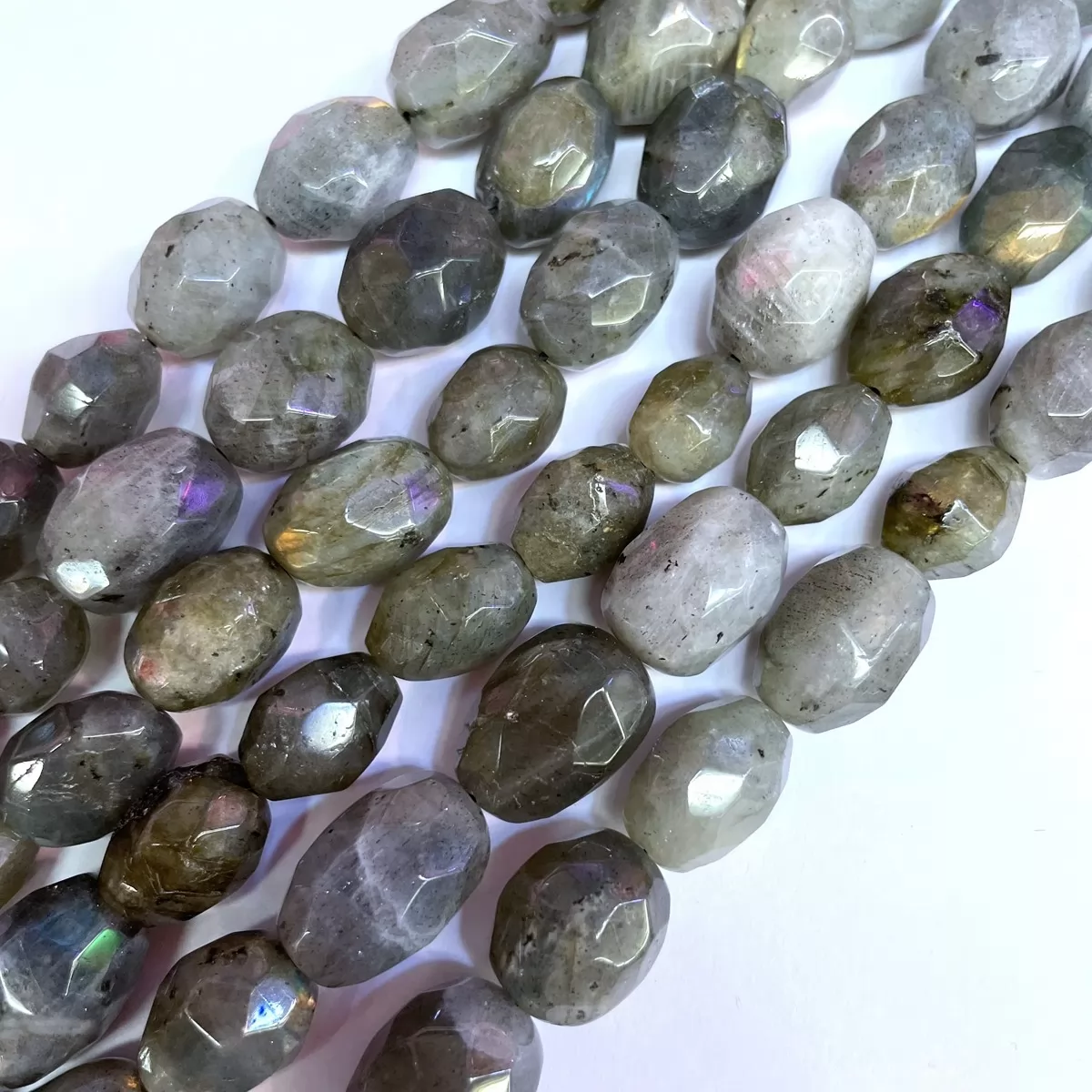 Labradorite, Soft Faceted Nuggets, Approx 12-18mm, Approx 380mm