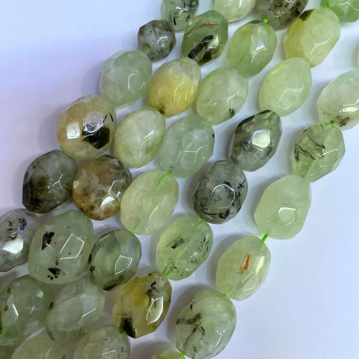 Prehnite, Soft Faceted Nuggets, Approx 12-18mm, Approx 380mm