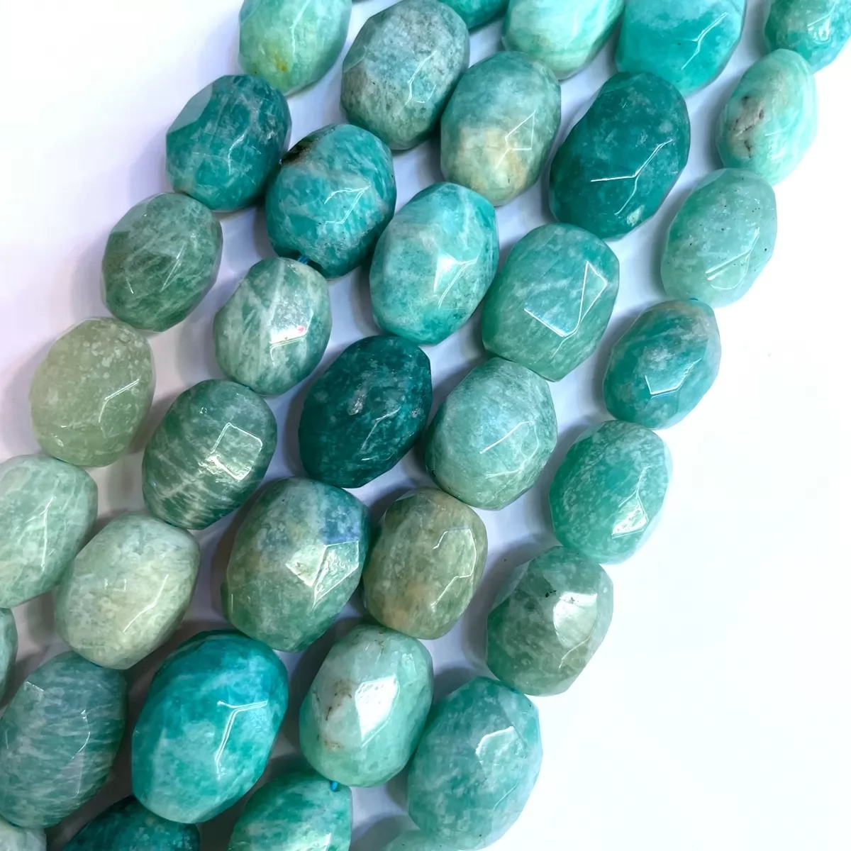 African Amazonite, Soft Faceted Nuggets, Approx 12-18mm, Approx 380mm